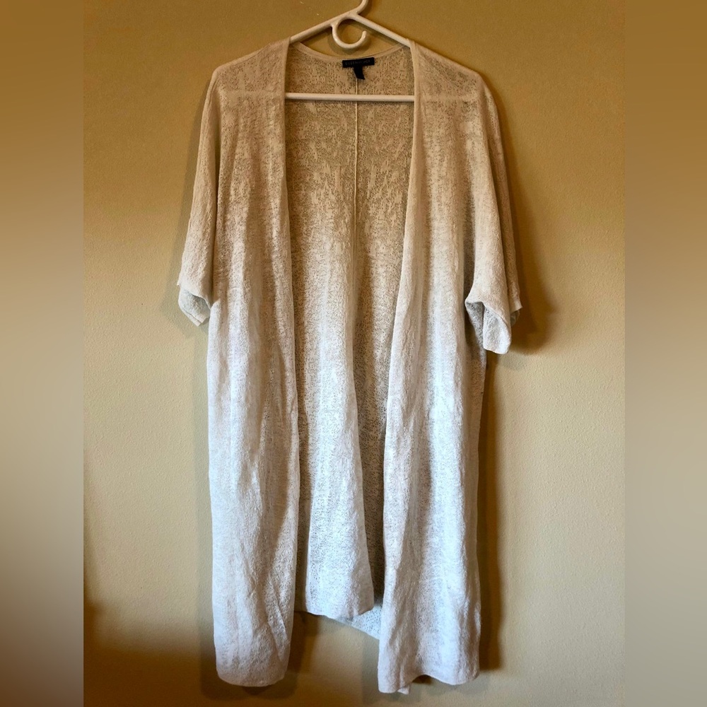 Eileen Fisher Cream Open-Front Cardigan